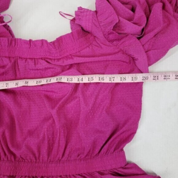 Guess Puffy Sleeve Off Shoulder Barbie Pink Pirate Top Ruffles Women's Sz Large - Picture 14 of 16